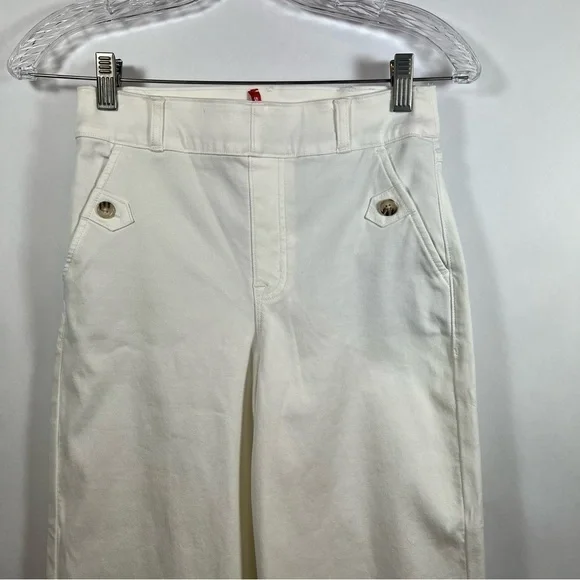 Spanx women’s Stretch Twill Wide Leg Pants size S cropped white - Picture 4 of 10